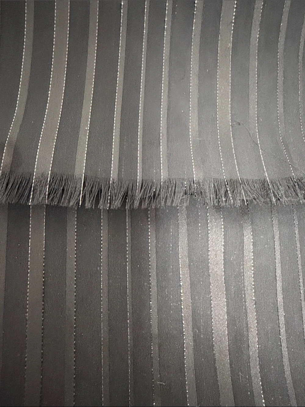 VTG Black Metallic Accent Thread Sheer Striped Lightweight Evening Scarf
